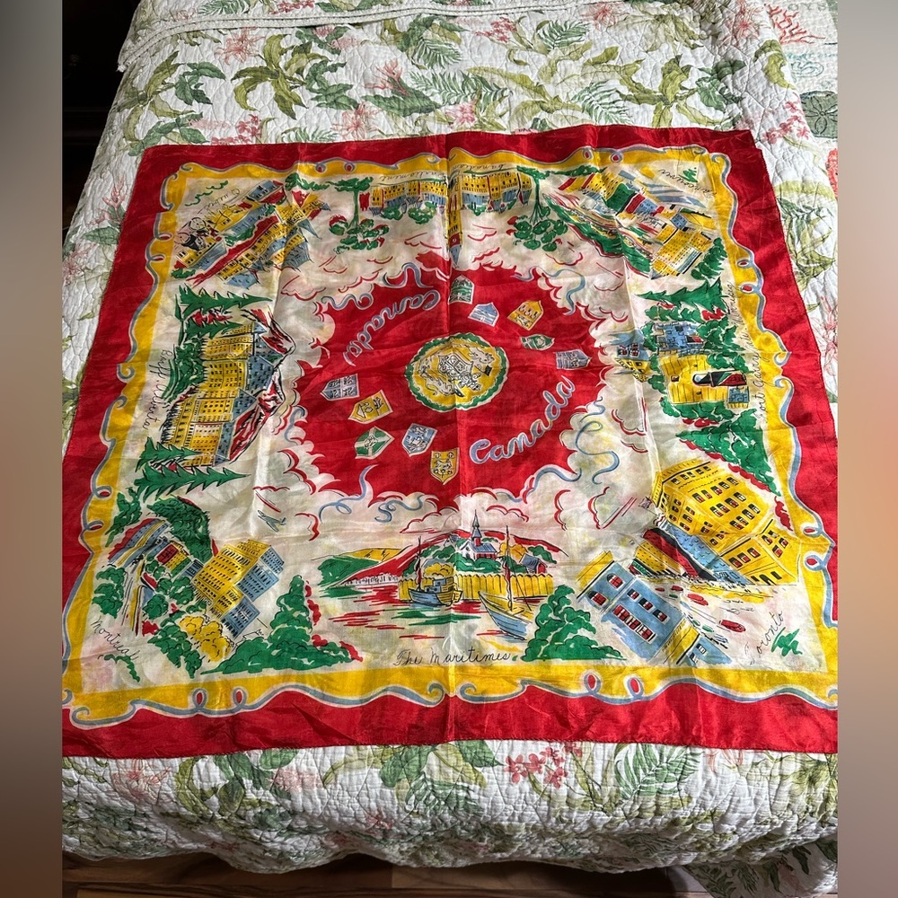 Large vintage Canada souvenir scarf